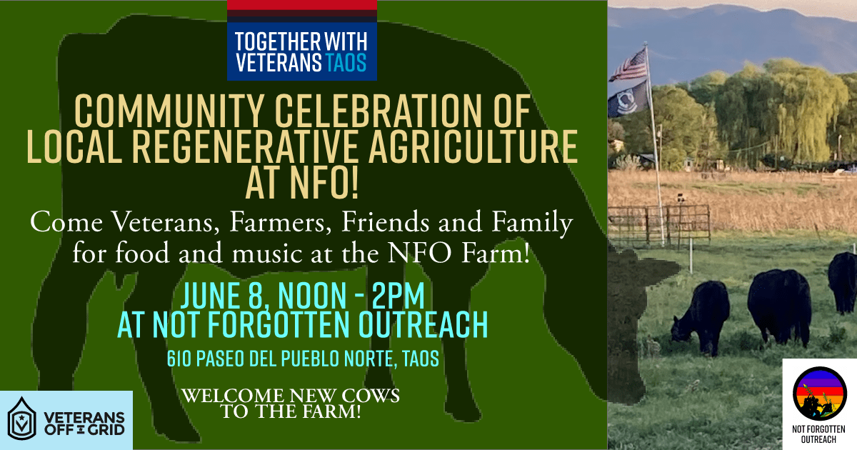 Flyer for community celebration of local regenerative agriculture at Not Forgotten Farm