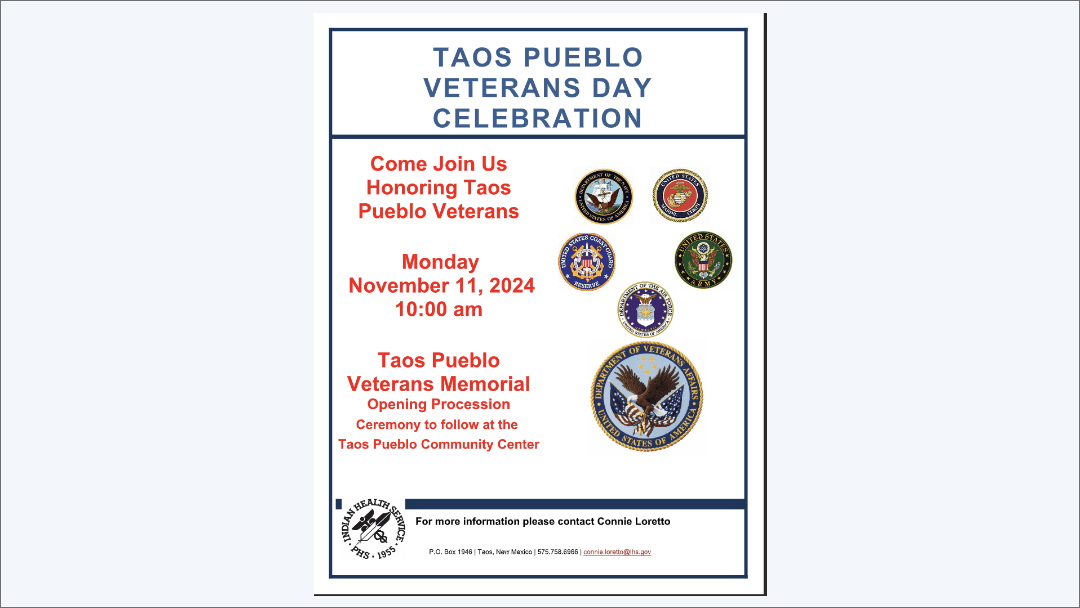 Taos Pueblo Veterans Day Celebration flyer