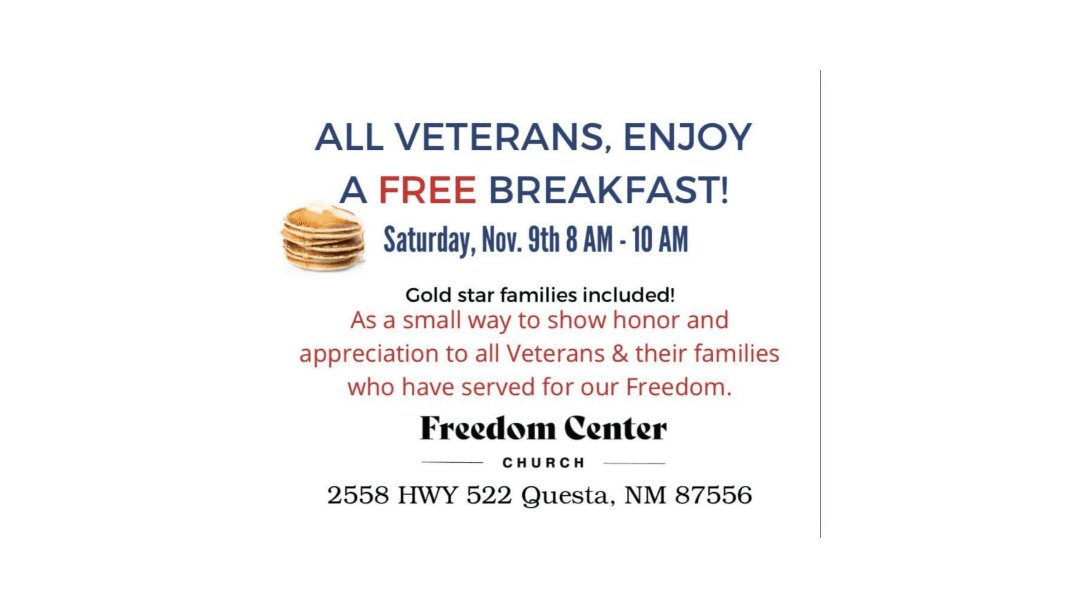 Free breakfast in Questa for veterans